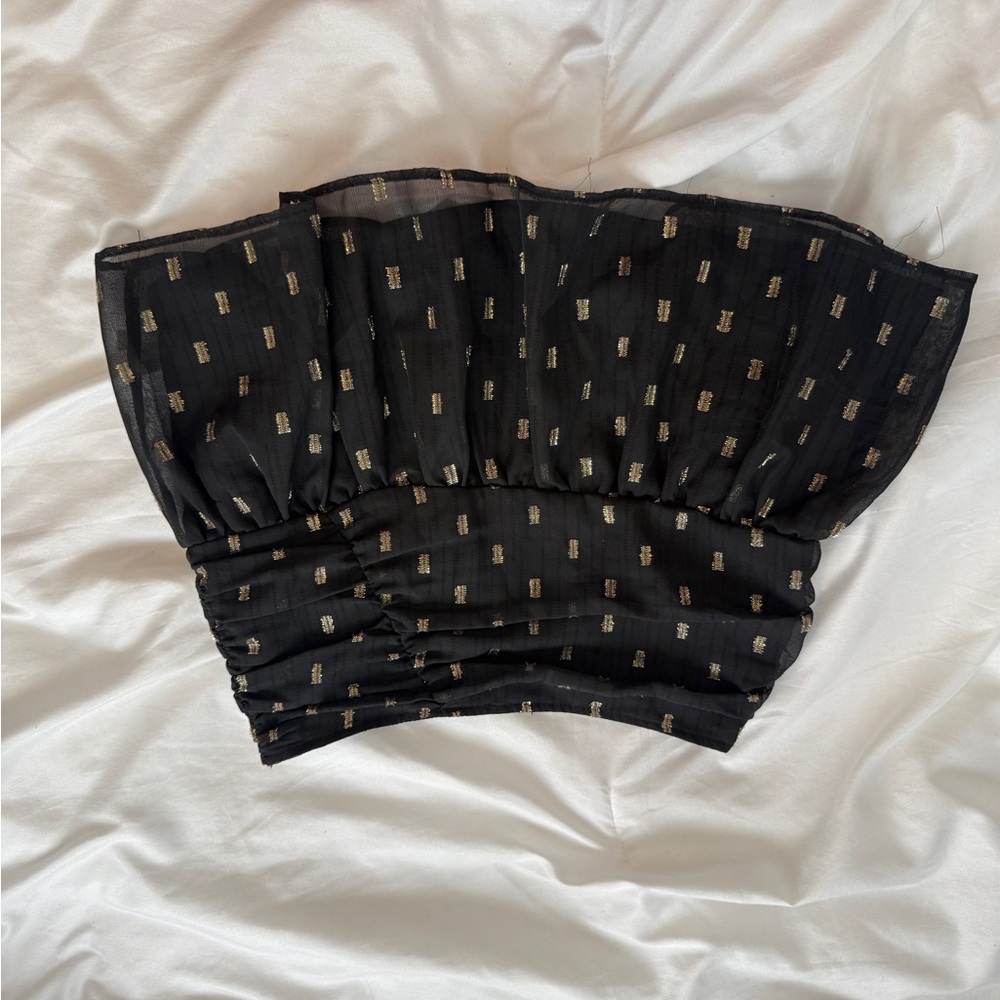 Zara Black Mini Skirt with Gold Accents - Picture 4 of 4